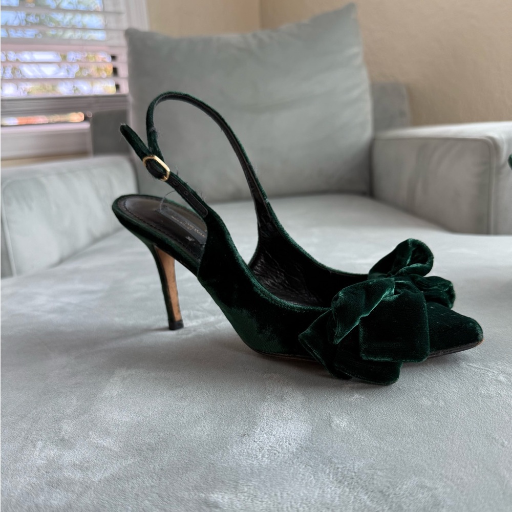 Dolce & Gabbana Dark Green Velvet Heels
